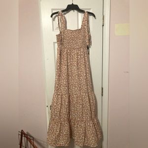 “Liberty Love” - Peach Dress with flowers ( two ties on shoulder)